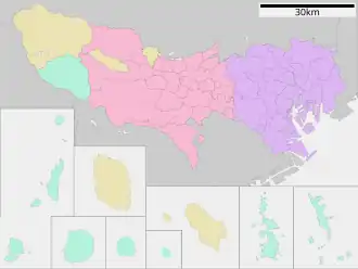 Kaart van de prefectuur Tokyo