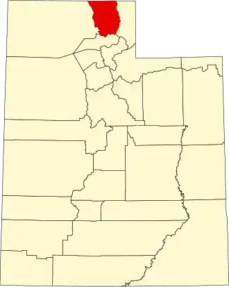 Locatie van Cache County in Utah