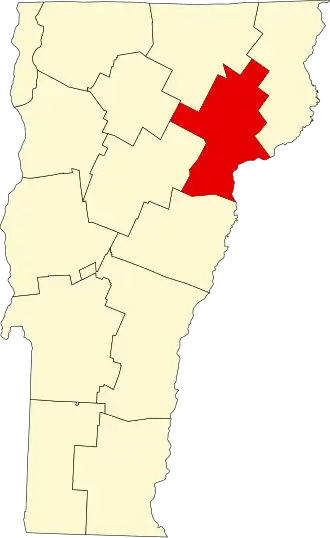 Locatie van Caledonia County in Vermont