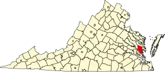 Locatie van Gloucester County in Virginia