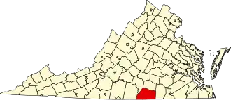Locatie van Mecklenburg County in Virginia