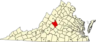 Locatie van Nelson County in Virginia