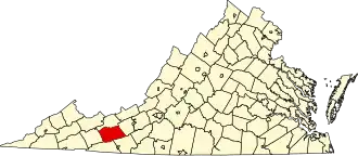 Locatie van Wythe County in Virginia