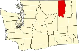 Locatie van Ferry County in Washington