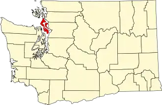 Locatie van Island County in Washington