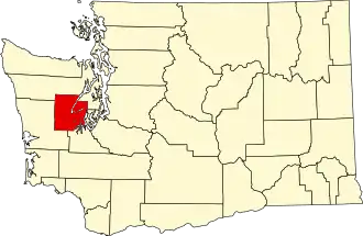 Locatie van Mason County in Washington