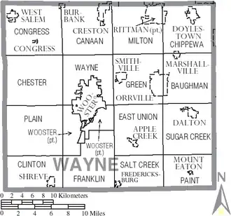Kaart van Wayne County