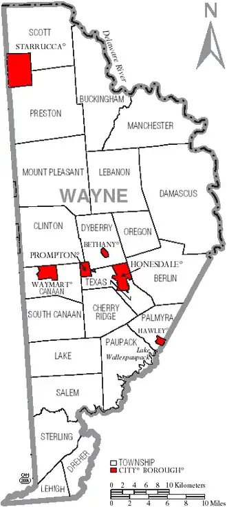 Kaart van Wayne County