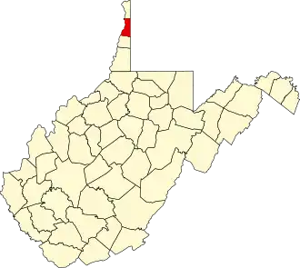 Locatie van Brooke County in West Virginia
