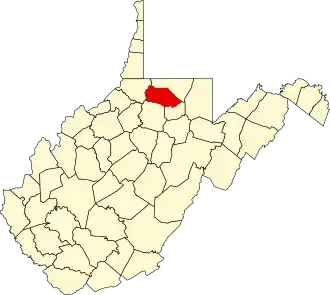 Locatie van Marion County in West Virginia