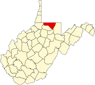 Locatie van Monongalia County in West Virginia