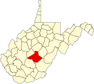 Locatie van Nicholas County in West Virginia