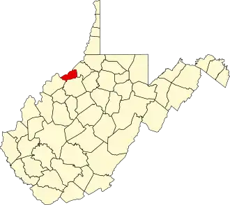 Locatie van Pleasants County in West Virginia