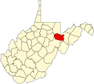 Locatie van Tucker County in West Virginia