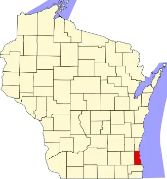 Locatie van Milwaukee County in Wisconsin