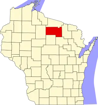 Locatie van Oneida County in Wisconsin