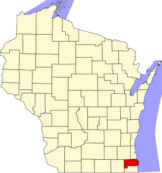 Locatie van Racine County in Wisconsin