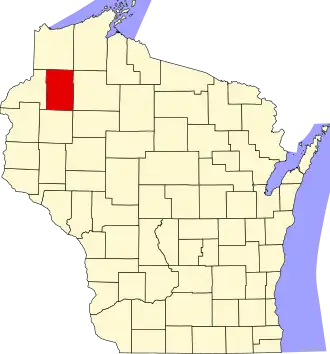 Locatie van Washburn County in Wisconsin