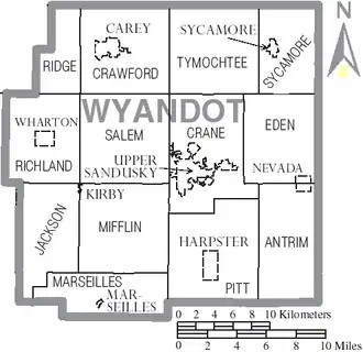 Kaart van Wyandot County