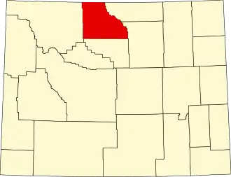 Locatie van Big Horn County in Wyoming