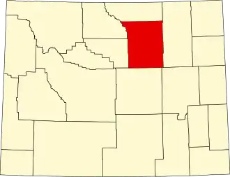 Locatie van Johnson County in Wyoming