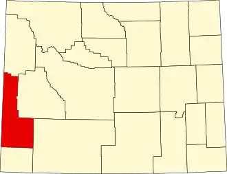 Locatie van Lincoln County in Wyoming