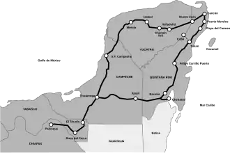 Mayatrein op de kaart