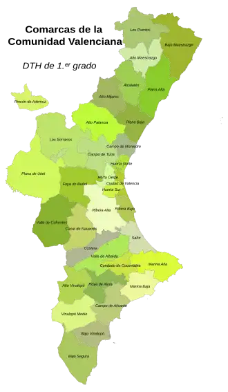 Ligging van Valencia in Spanje