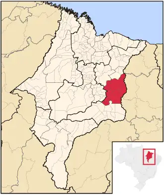 Ligging van de Braziliaanse microregio Caxias in Maranhão
