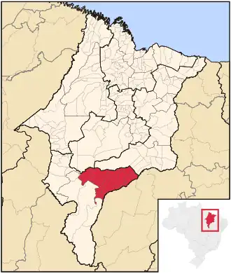 Ligging van de Braziliaanse microregio Chapadas das Mangabeiras in Maranhão