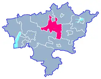 Ligging van de gemeente binnen de powiat