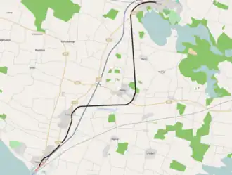 Spoorlijn Maribo - Rødby Havn op de kaart