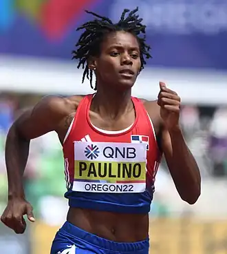 Marileidy Paulino in actie op de WK van 2022 in Eugene, Oregon.