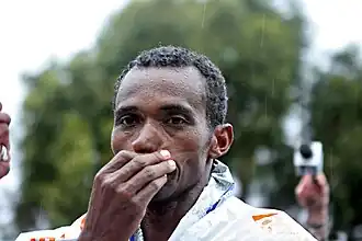 Tijdens de marathon van Los Angeles in 2011