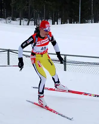 Martina Halinárová tijdens de Wereldkampioenschappen 2008 in Östersund.