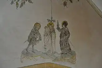 Gewelfschildering Maria met Jezus geflankeerd door Cosmas en Damianus in de Groninger Martinikerk