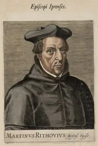 Martinus Riethovius, 1e Bisschop van Ieper - Afbeelding uit Flandria Illustrata (1641)