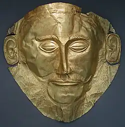 Het beroemde gouden "dodenmasker van Agamemnon".