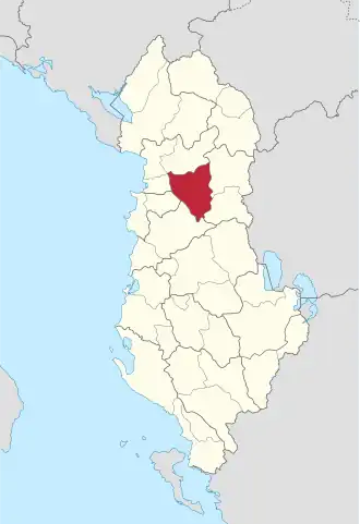 Ligging van Mat binnen Albanië