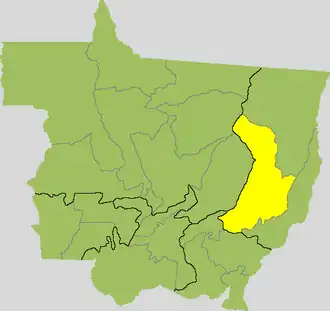 Ligging van de Braziliaanse microregio Canarana in Mato Grosso