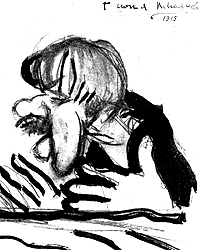 Tsjoekovski getekend door Majakovski, 1915