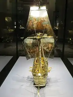 Automaat in de vorm van een schip, Augsburg 1525. Britisch Museum, London.