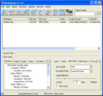 MediaCoder met standaard GUI