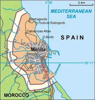 Kaart van Melilla