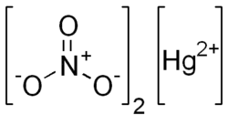 Structuurformule van kwik(II)nitraat