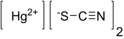 Structuurformule van kwik(II)thiocyanaat