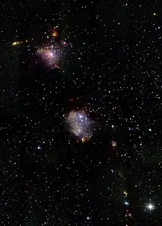 Messier 78 (midden) in het nabijinfrarood