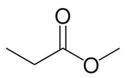Structuurformule van methylpropanoaat