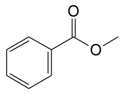 Structuurformule van methylbenzoaat