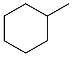 Structuurformule van methylcyclohexaan